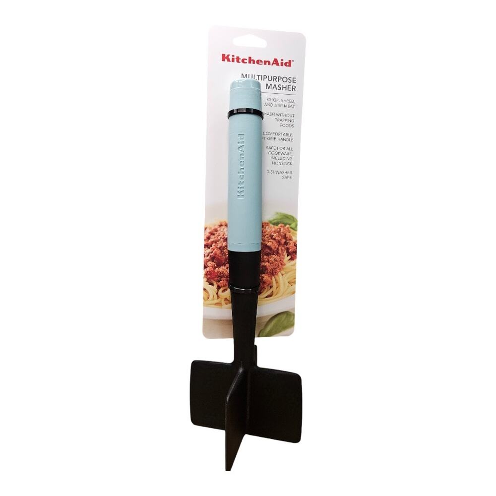 NEW KitchenAid Silicone Handle Multipurpose Masher in Mineral Water [Light Aqua]
